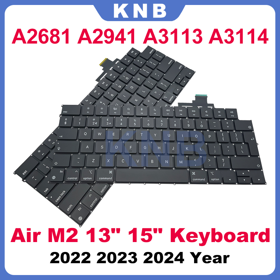MacBook Air Retina M2 13インチ/15インチ A3114 A3113 2941 A2681用新型ノートパソコンキーボード（米国、英国、フランス語、スペイン、ロシア語対応、2022年、2023年、2024年モデル）