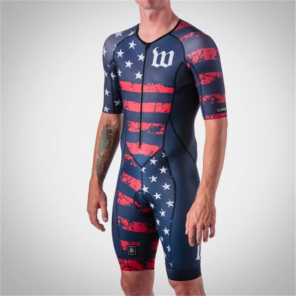 Wattie Ink メンズ トライアスロン タイト サイクリング ジャンプスーツ パンツ 自転車 ジャージ ボディスーツ セット 乗馬 レーシング スキンスーツ MTB ロードバイク スーツ