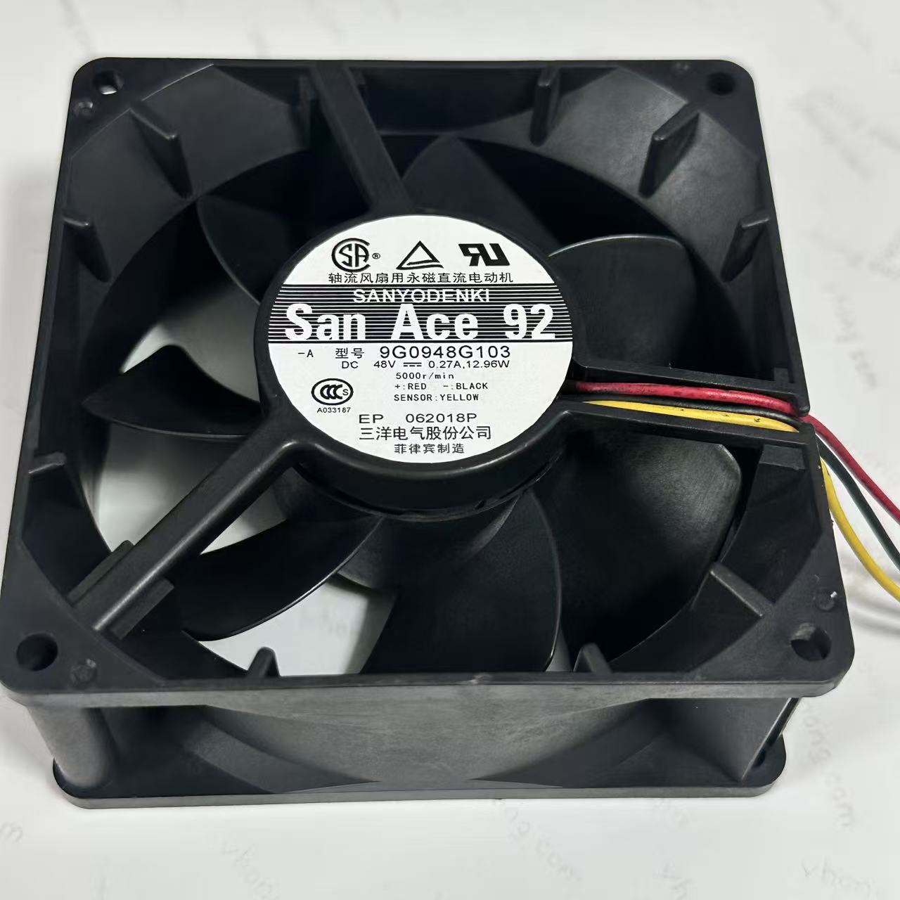SANYO DENKI 9G0948G103 DC 48V 0.27A 92x92x38mm 3-Wire Server Cooling Fan
