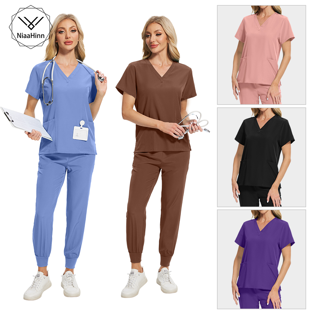 卸売手術服女性半袖病院医師医療スクラブ看護師アクセサリー通気性スクラブセット作業服