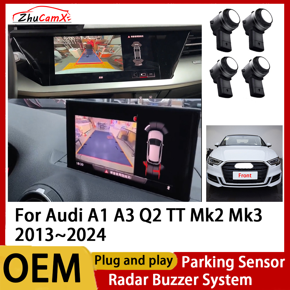 ZhuCamX フロントリアパーキングセンサー支援バックアップレーダーブザーシステム アウディ A1 A3 Q2 TT Mk2 Mk3 2013 〜 2024 用