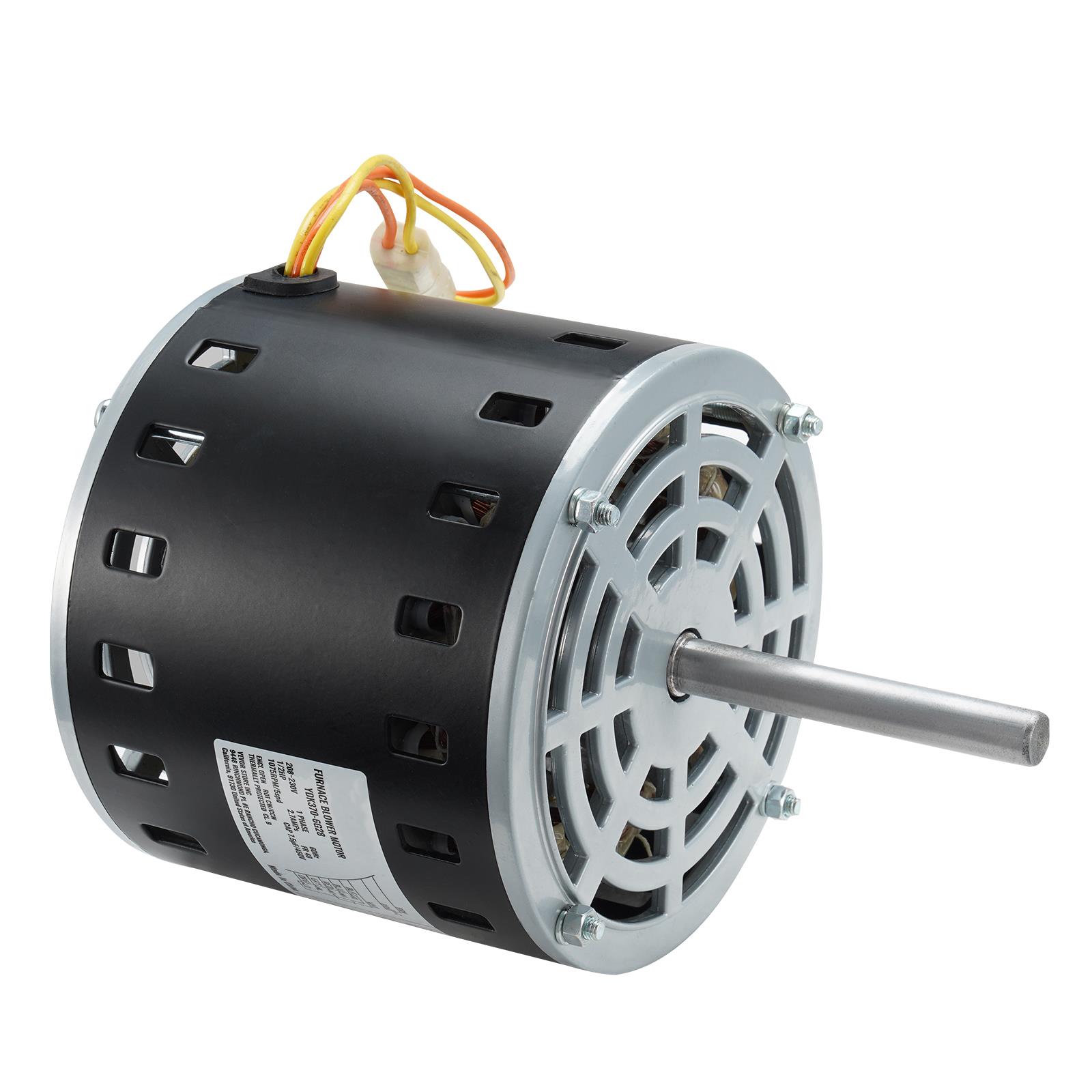 1/ 炉ブロワーモーター 208/230V 2.7A 1075RPM 5 CW CCW 回転 48 フレーム 3.4 インチ シャフト 7.5uF 450V コンデンサ 11 インチ取り付け