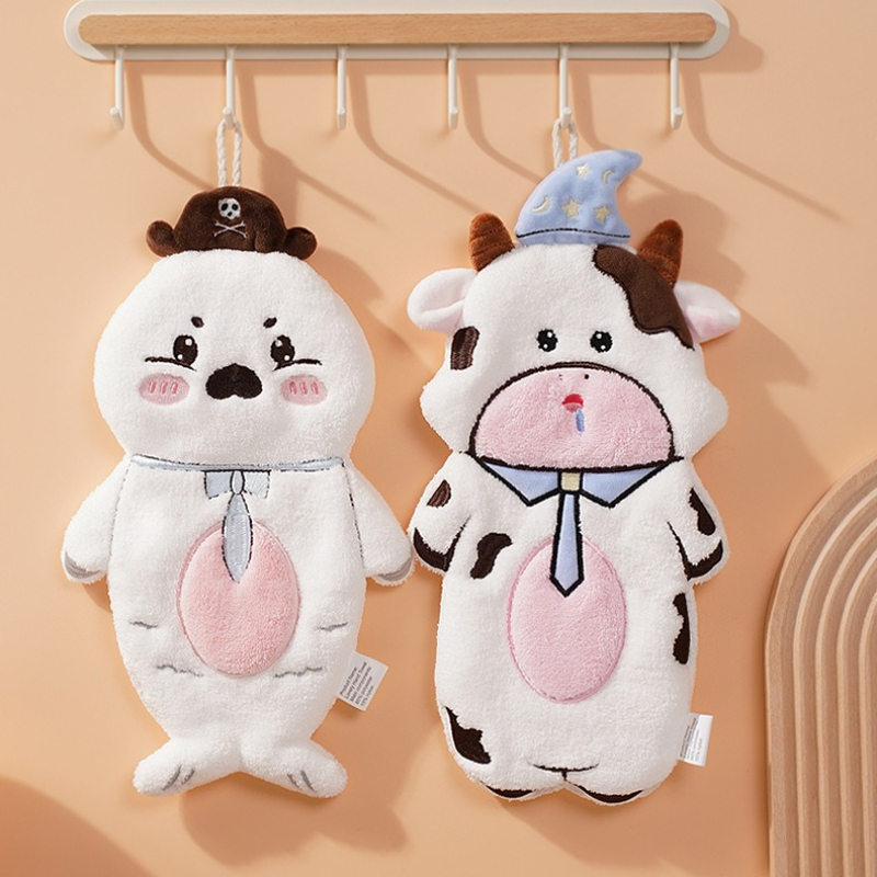 1PC 新かわいい漫画ぶら下げハンドタオル吸水速乾サンゴフリース子供タオルギフト家庭用品ホームテキスタイル