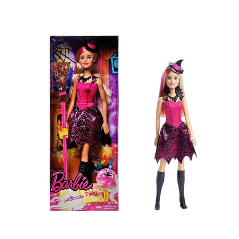 在庫バービ e ハロウィンパーティーファッション人形魔女衣装ほうきクモの巣パターングッズフィギュア大人のコレクターのため