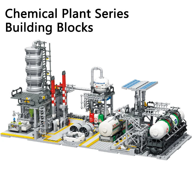 シティストリートビュービルディングブロック天然ガス貯蔵センター研究所輸送ステーション 3 で 1 アセンブリモデルレンガ大人のギフト