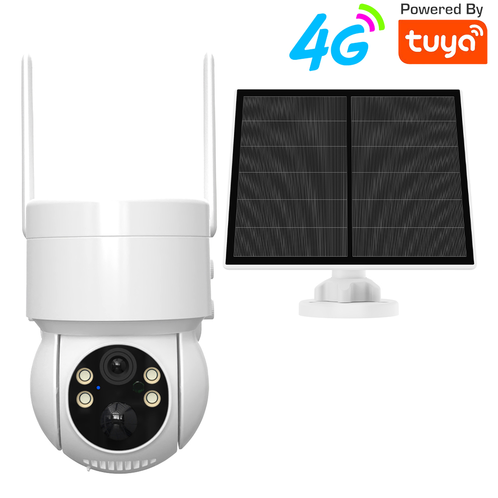 2K 3MP Tuya スマートライフ 4G 携帯充電式バッテリーソーラー屋外サイレンスポットライト PTZ PIR 監視セキュリティ CCTV カメラ
