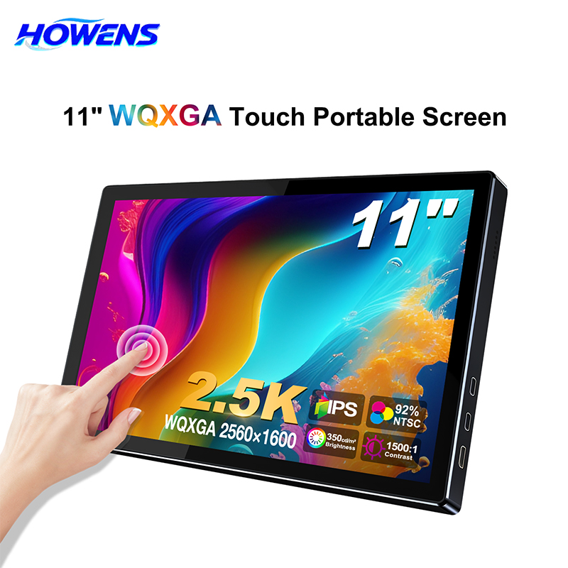 HOWENS 11 インチ 10 ポイント タッチスクリーン ポータブル モニター WQXGA 2.5K IPS 92%NTSC トラベル ディスプレイ タイプ C HDMI ラップトップ スイッチ PS5 用