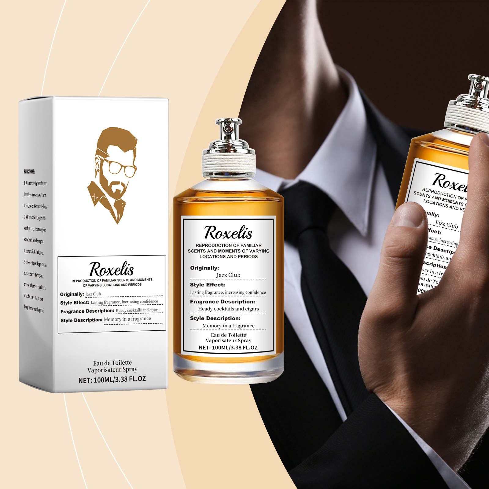 Roxelis Jazz Perfume タバコフレーバーラスティングフレグランス フレッシュウッドフレグランス メンズチャーム タバコフレグランス ロングラスティング香水