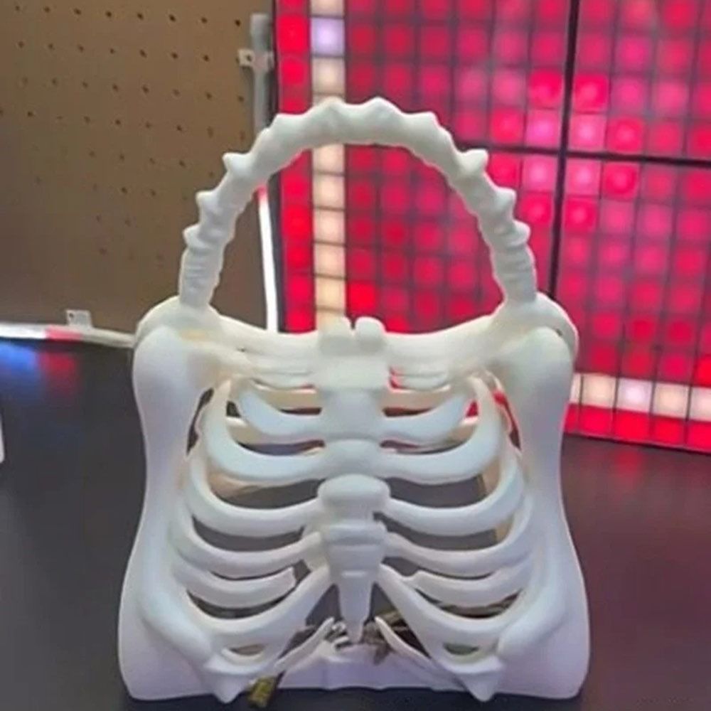 ファッション 3D 印刷スケルトンハンドバッグノベルティ胸郭形状ゴシック財布衣装クラッチバッグコスプレ
