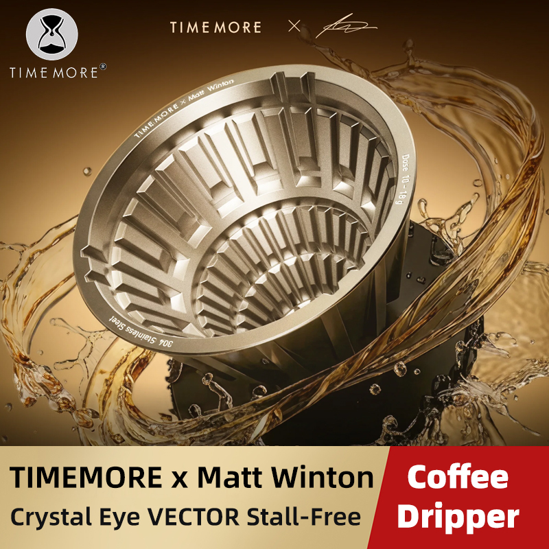 TIMEMORE X マット ウィントン クリスタル アイ ベクター ストールフリー ポアオーバー コーヒー ドリッパー、ステンレススチール、チャネリング防止、サイズ 01