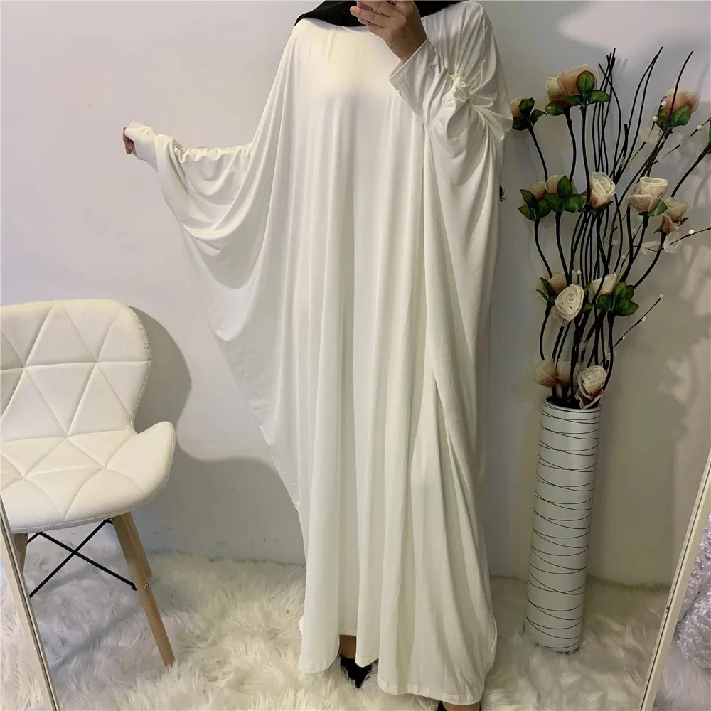 イスラム教徒の女性ローブワンピース祈りドレスアバヤラマダンバットウィングスリーブイスラム服無地サウジマキシローブトルコ謙虚