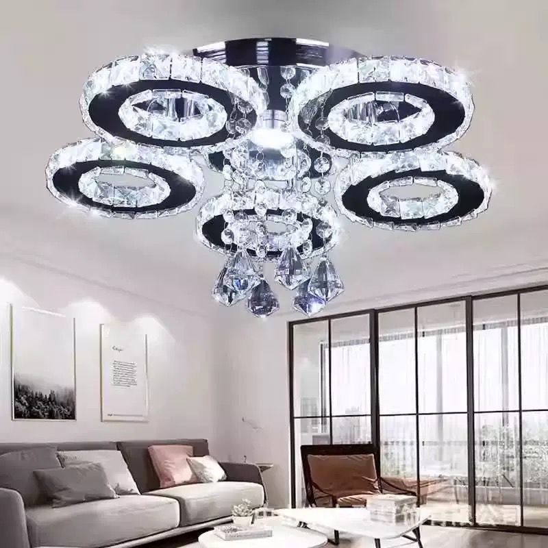 ファッショナブルなクリエイティブクリスタルシャンデリア屋内クリスタル LED ランプモダンなリング LED シャンデリア LED 光沢 LED シャンデリア照明