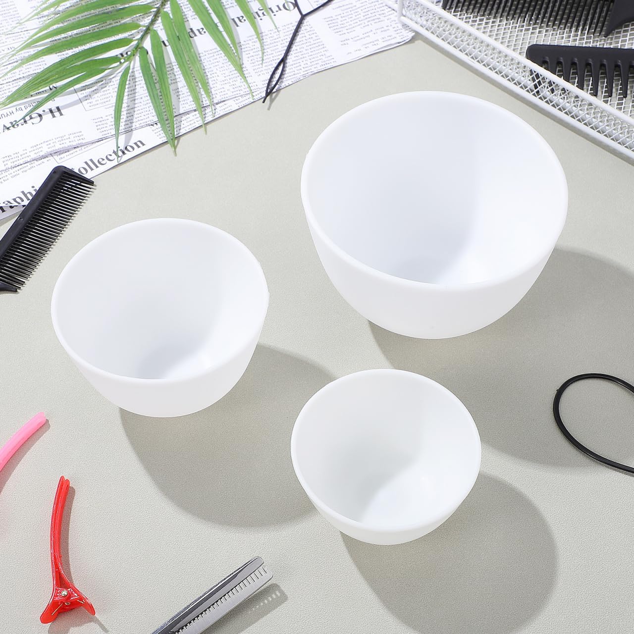 3pcs/set Silicone Bowls White Face Mask Mixing Bowl Set For Facial Mask Diy Mud Hair Oil Application Esthetician Mask Bowls