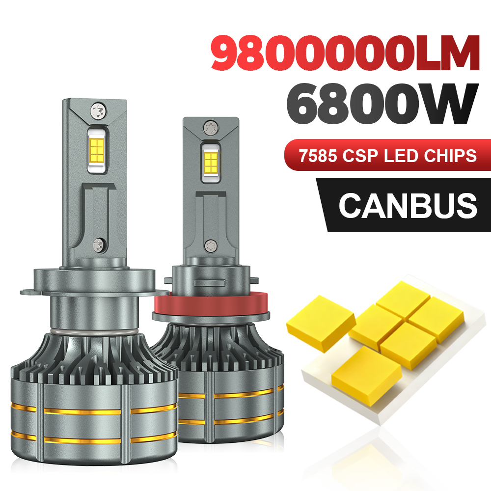 H7 LED 車ヘッドライト電球 12V 6000K H1 H4 H11 9005 9012 CANbus エラーなし 6800W 9800000LM オートランプホワイト高低ビームライト