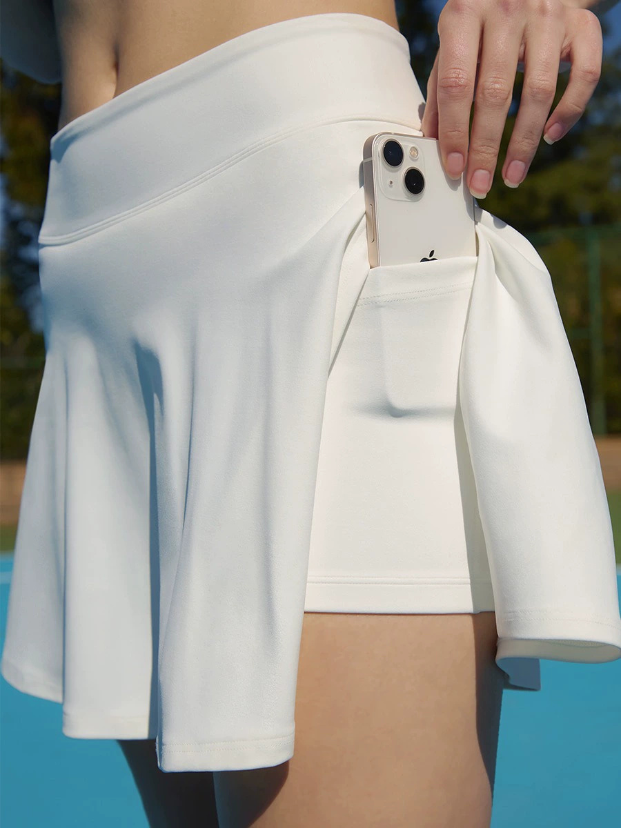 女性のストレッチヨガスカートプリントアスレチックショーツ軽量ハイウエストスカートポケット付き女性のシンプルなスポーツスカート