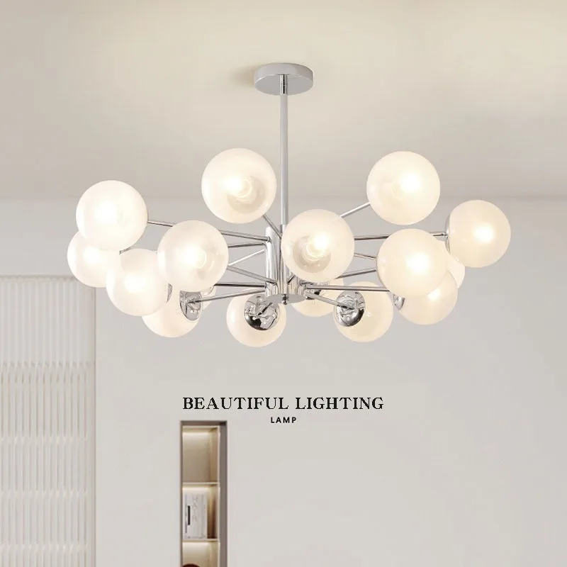 現代のクロームシャンデリア北欧シルバーペンダント Led ライト寝室リビングルームキッチン屋内ガラス吊り照明器具
