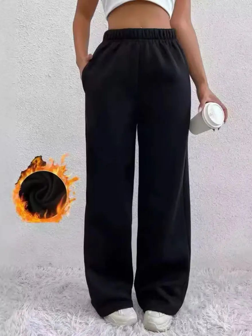 ブラック フリース ヨガ パンツ レディース ハイウエスト ルーズフィット ポケット付き カジュアル スポーツ フィットネス プッシュアップ レギンス