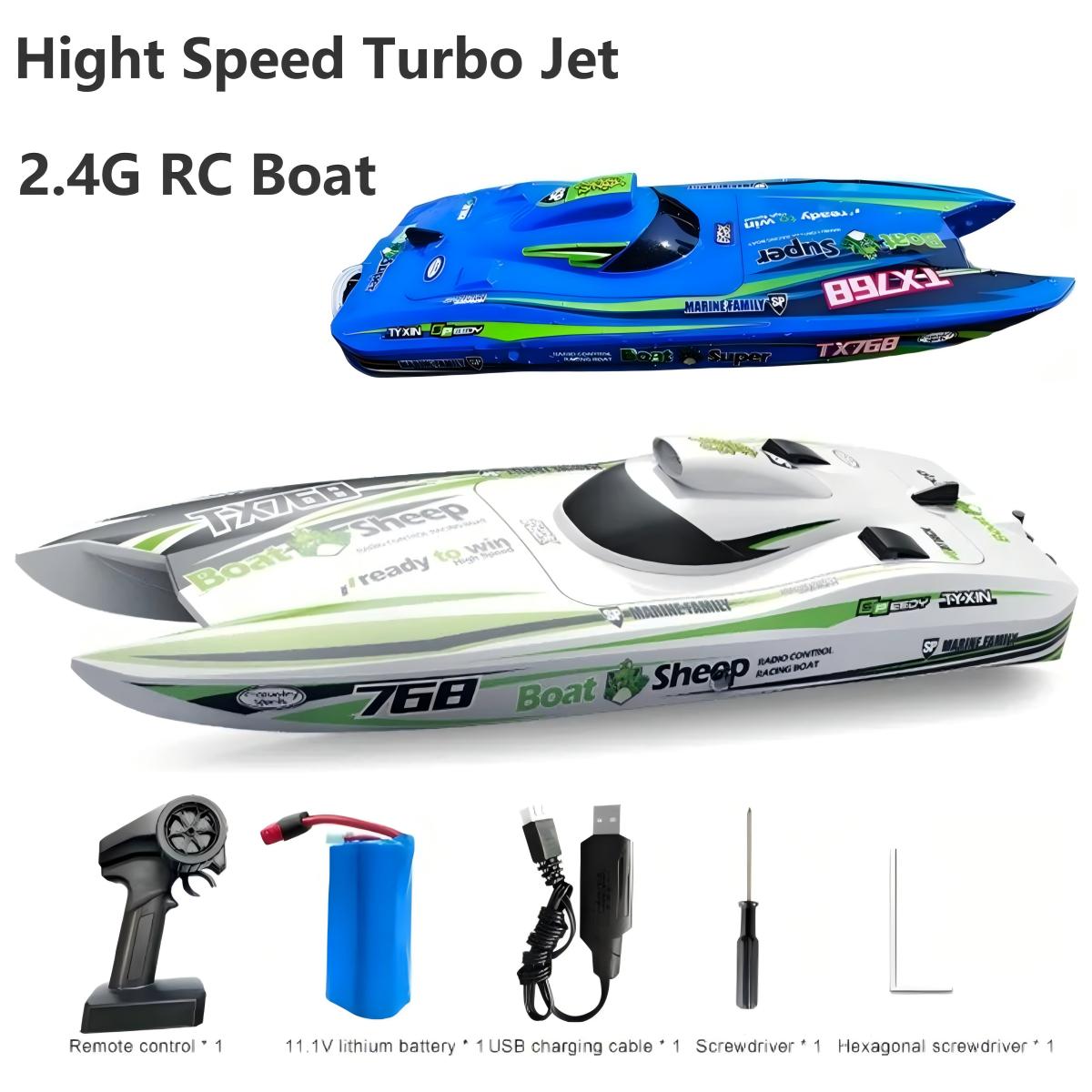 2.4 グラム RC スピードボート TX768 ターボジェットブラシレスモーター高速リモートコントロールボート水上バイクのおもちゃ子供男の子ギフト