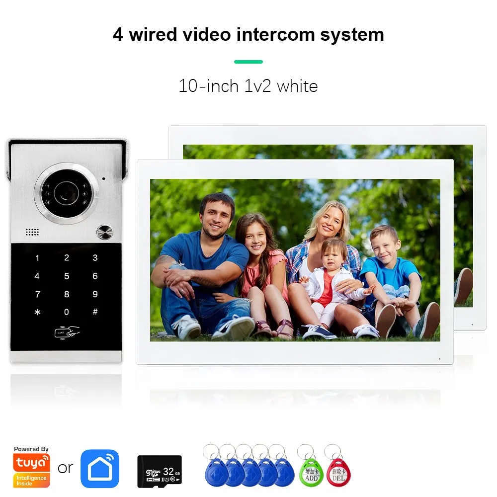 ANZIELO 金属ドアベルビデオインターホンシステム 10 インチタッチスクリーン 4in1 ロック解除 Romote 安全保護 Tuya スマート