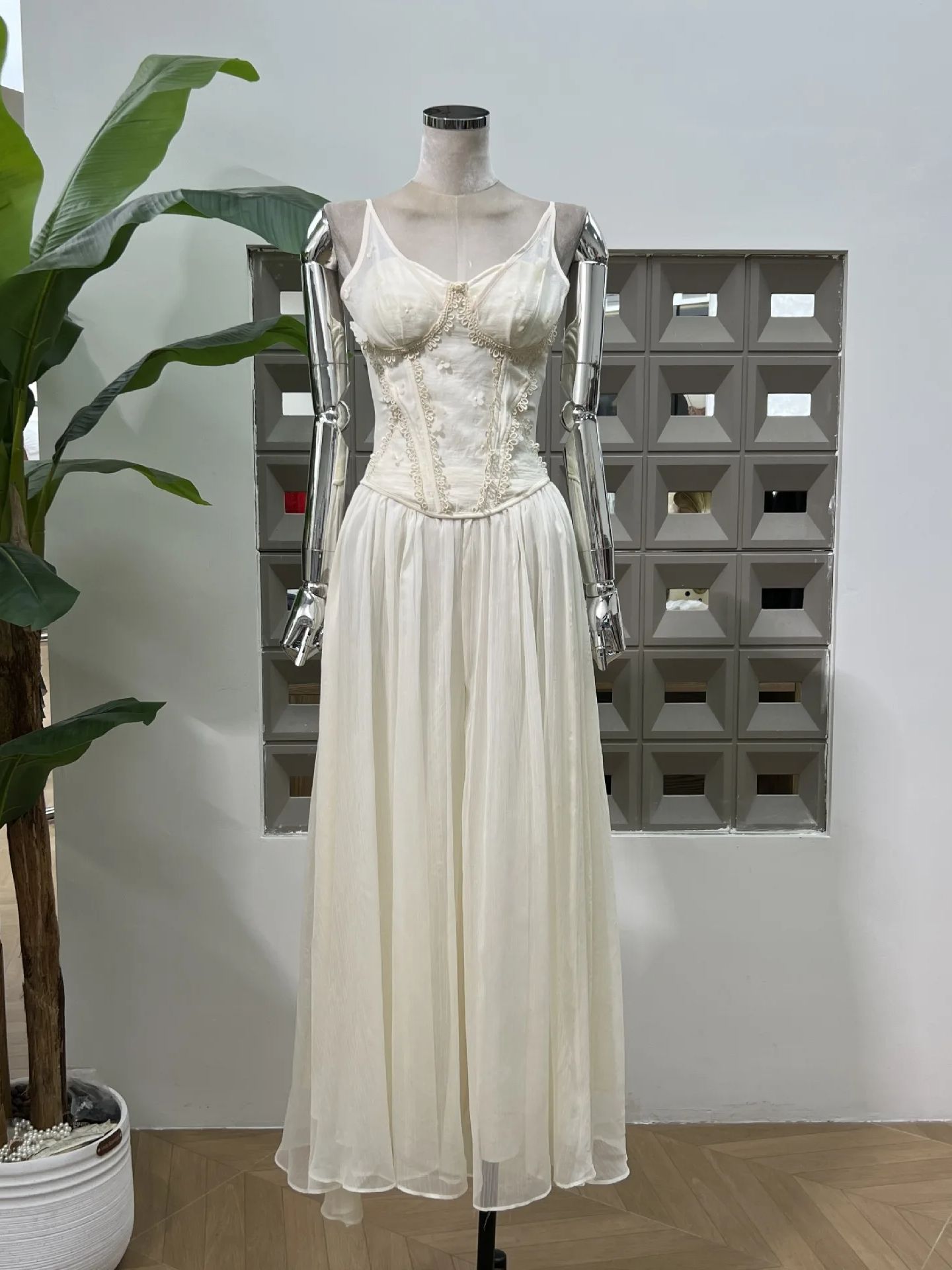 Women's Dresses New Summer Two-Piece Suit Fishbone Corset Top Long Maxi Set Beaded Floral Party Club Evening Gown Fashion Design