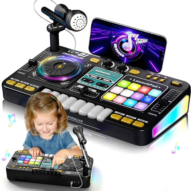 子供 DJ ミキサー マイク付き電子ピアノ キーボード Bluetooth DJ ターンテーブル コントローラー楽器子供の誕生日プレゼント