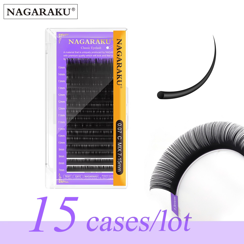 NAGARAKU 工場卸売まつげミンクまつげ 15 ケース/ロット 16 行個別まつげプレミアムまつげ Maquillaje Cilios