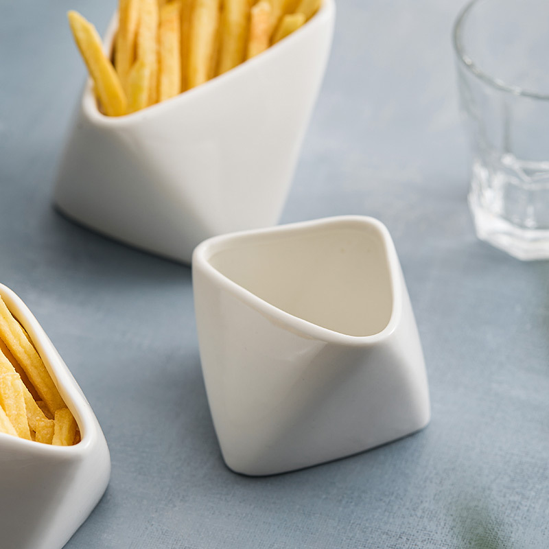 立体折りフライドポテトカップ、家庭用陶器ボウル、ホテル特製食器、スナックプレート、ディップソース
