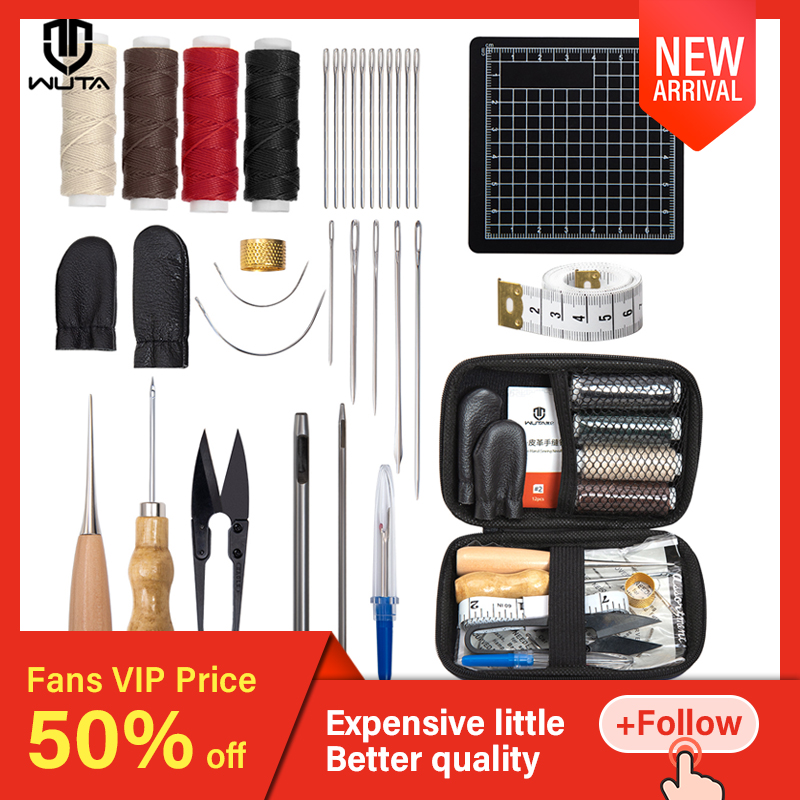 WUTA Leather Repair Kit Shoe Sewing Furniture Sofa Repair Working Tool Set Waxed Thread Craft Tools Hand Stitching Quilting Awl