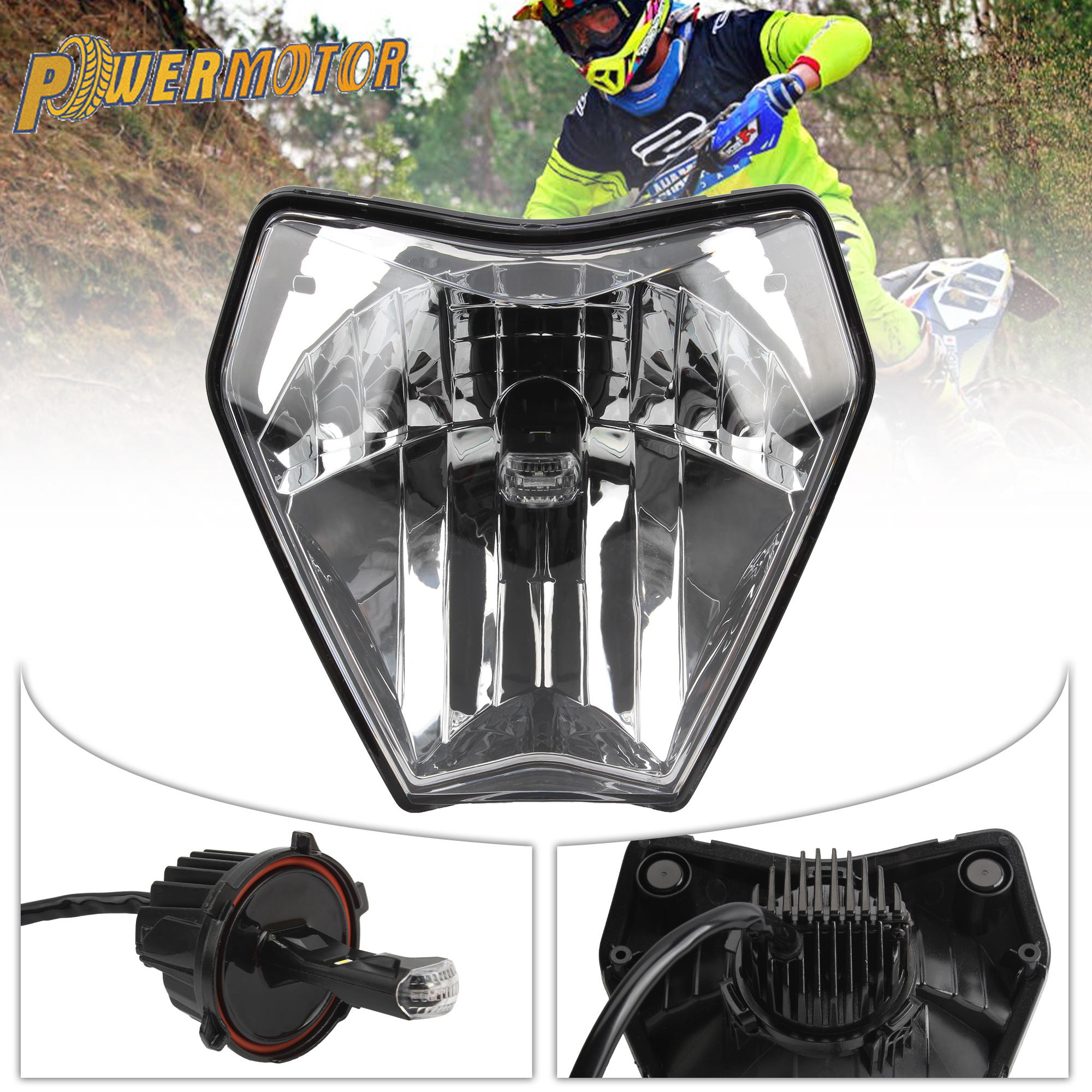 KTM 2024 オートバイ LED ヘッドライトプレートモトクロスヘッドランプフェアリング EXC XC SX XCW EXCF SXW SXF 125-500 エンデューロダートバイク原付
