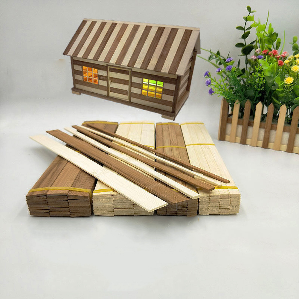 50PC マルチサイズフラット竹スティック DIY 木材クラフト材料手芸材料手作り建築モデル材料 30 センチメートル長さ