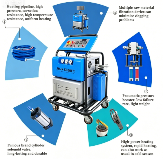 Customized Upgraded Portable Pneumatic PU Polyurethane Foam Spray Insulation Machine For Waterproofing