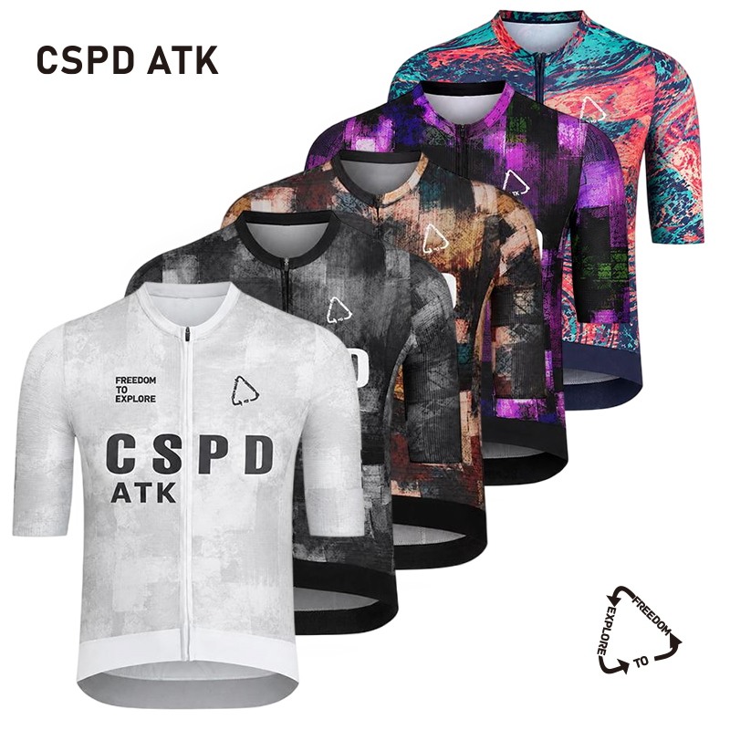 CSPD ATK メンズサイクリングシャツ夏の日焼け止め速乾性サイクリング半袖トッププロチームサイクリングトップ
