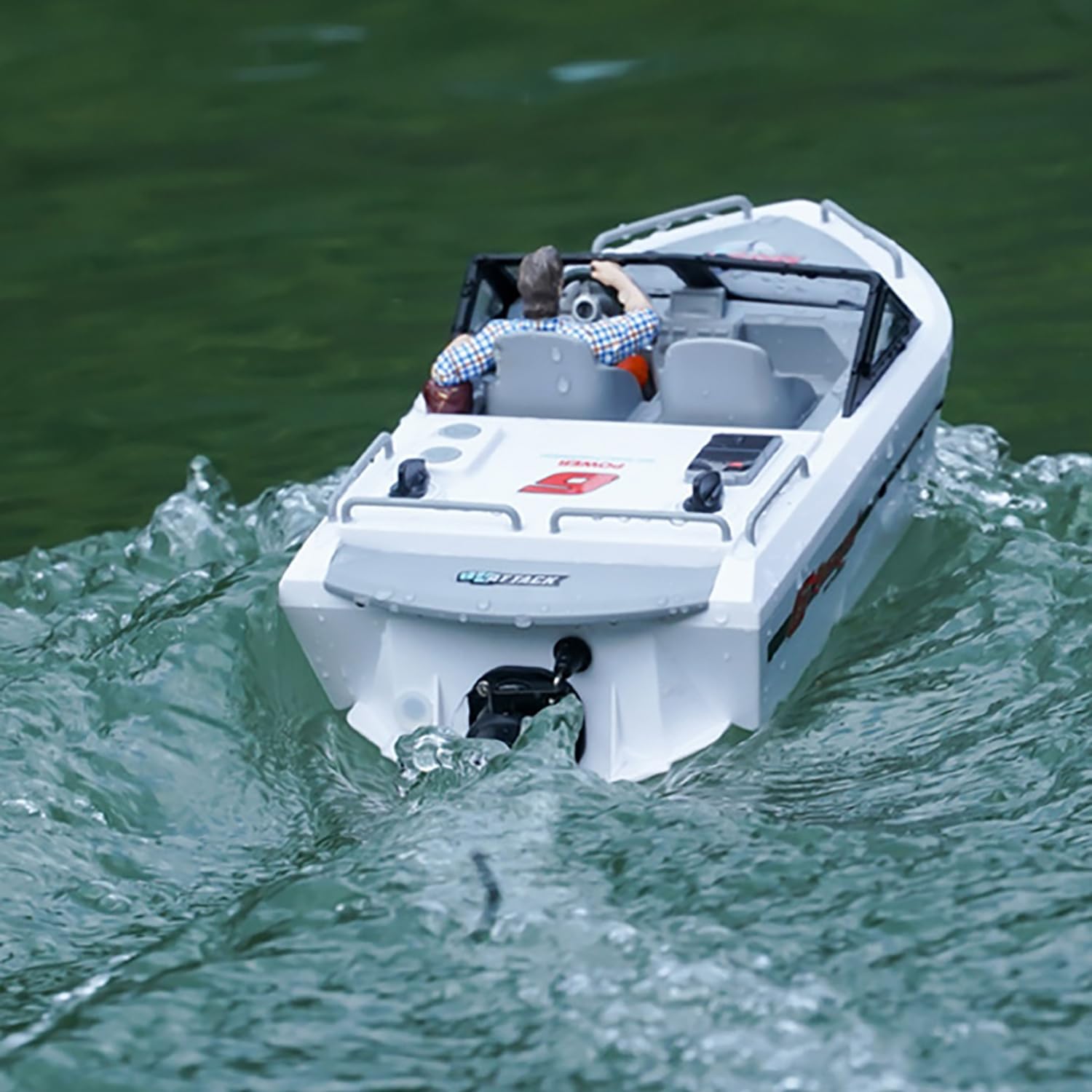 RC ジェットボート リモートコントロール レーシングボート ウォータークラフト 10km/h 1/12 スケール 2.4Ghz 4CH 男の子用 初心者向け 8y 湖上プール RTR (ホワイト RT)