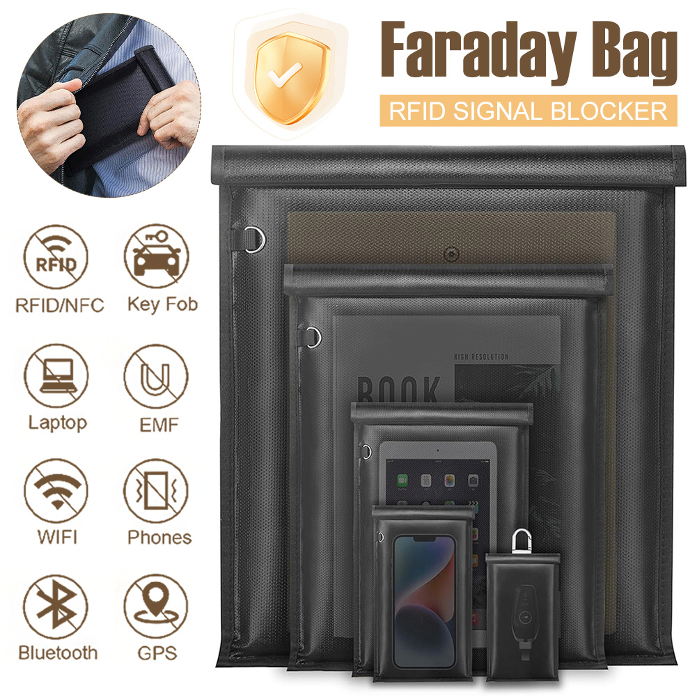 4/5 パック ファラデー バッグ、車のキー、電話、ラップトップ用 RFID 信号ブロッカー ファラデー ポーチ、ファラデー EMP バッグ、防水