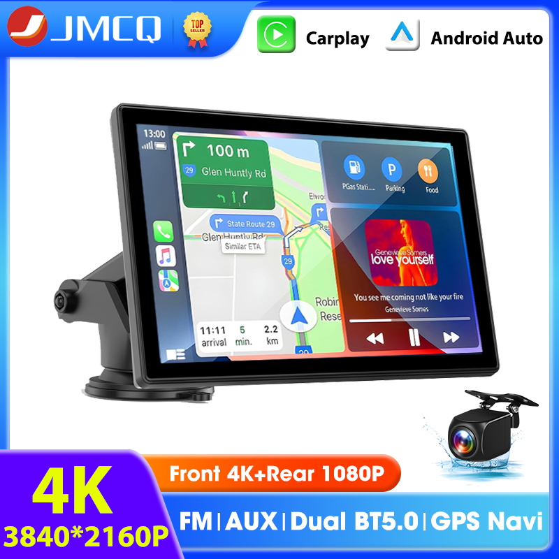 10 インチ車 DVR 4K カメラワイヤレス Carplay Android 自動ダッシュカム Bluetooth GPS ナビゲーションダッシュボードビデオレコーダー FM AUX