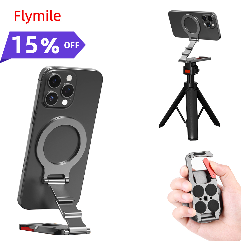 Flymile 磁気電話ホルダー カラビナ マウント iphone 17 16 15 14 アクセサリー ハンドル 三脚アダプター MagSafe 対応