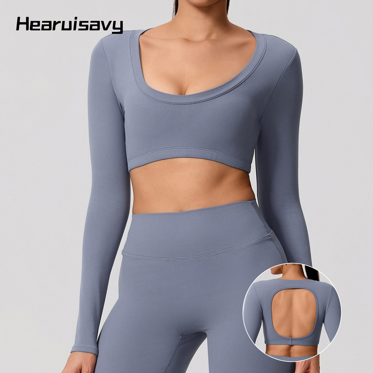 Hearuisavy レディース スポーツ 長袖 バックレス フィット フィットネス トップ 高ストレッチ 通気性 ヨガ トップ ランニング プッシュアップ ワークアウト シャツ