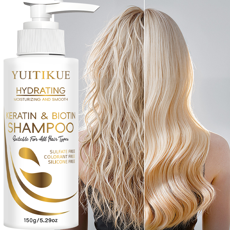 YUITIKUE Keratin & Biotin Shampoo 150g - Sulfate-Free Hydrating Shampoo for All Hair Types