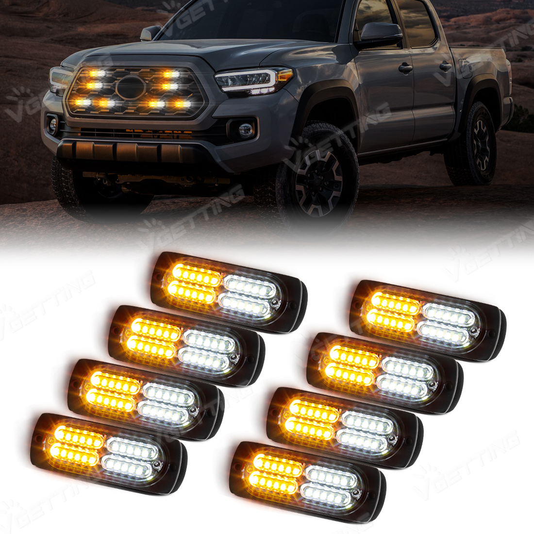 8 個 24LED 車警告灯コントロールパネルグリルストロボ緊急ライトトラック車両 ATV RV 車バンイエローホワイト