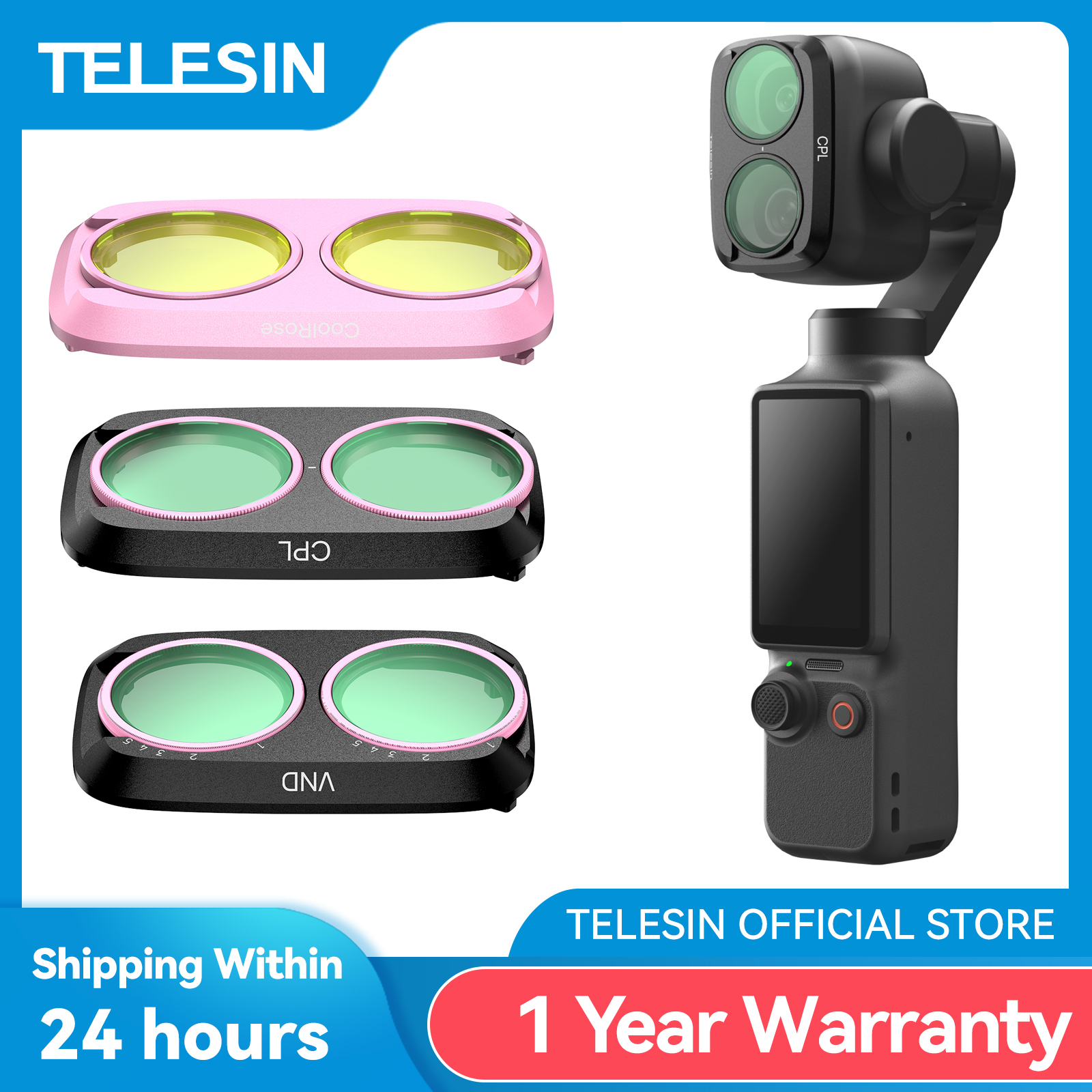 TELESIN CPL VND クールローズ磁気レンズフィルターキット DJI OSMO ポケット 4P 調整可能なフィルターフレームセットポケット 4P アクセサリー