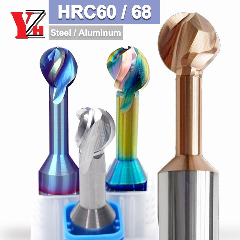 YZH HRC60/68 ボール T 字型アーチフライスカッターロリポップエンドミル CNC カッター 3D 鋼アルミニウム R1 R2 R3 R4 R5 R6-R10