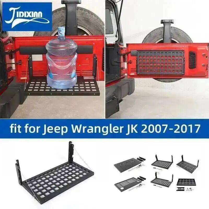 JIDIXIAN 車リアテールドアラックテールゲートテーブル折りたたみ収納ラック荷物棚ジープラングラー JK 2007-2017 に適合