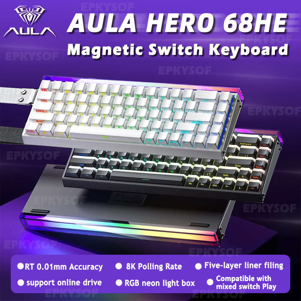 AULA HERO 68HE 磁気スイッチキーボード RGB ゲーミングメカニカルキーボードラピッドトリガー 8K リターン有線 E スポーツカスタムキーボード