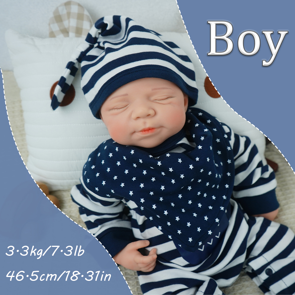 18.3 インチ 3.3kg 新生児男の子ソリッドシリコン • ワンピースボディ • リアルな睡眠表現 • 博物館レベルの詳細
