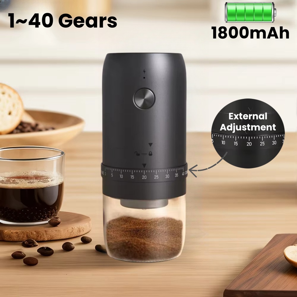 ポータブル 1800mAh 電動コーヒー豆グラインダー 40 ギア外部調整可能な家庭用充電式グラインダー家庭用コーヒーマシン