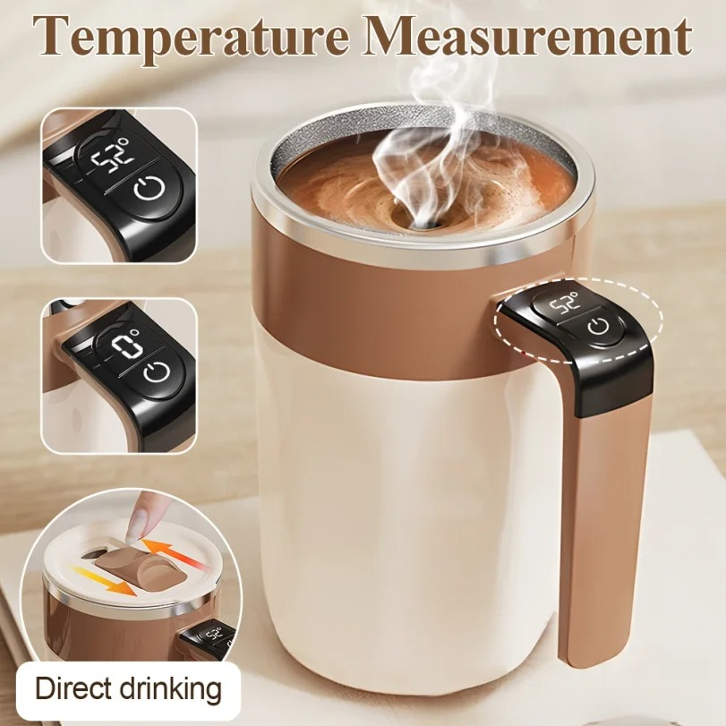 400 ミリリットル自動撹拌コーヒーマグ温度表示付きステンレス鋼ミキサー充電式自動撹拌カップ蓋付き