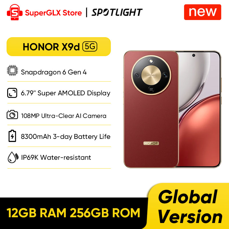 2025 新しい HONOR X9d 5G グローバル バージョン 6.79" 120Hz スーパー AMOLED ディスプレイ 108MP OIS カメラ 8300mAh 3 日間バッテリー Android15 デュアル SIM