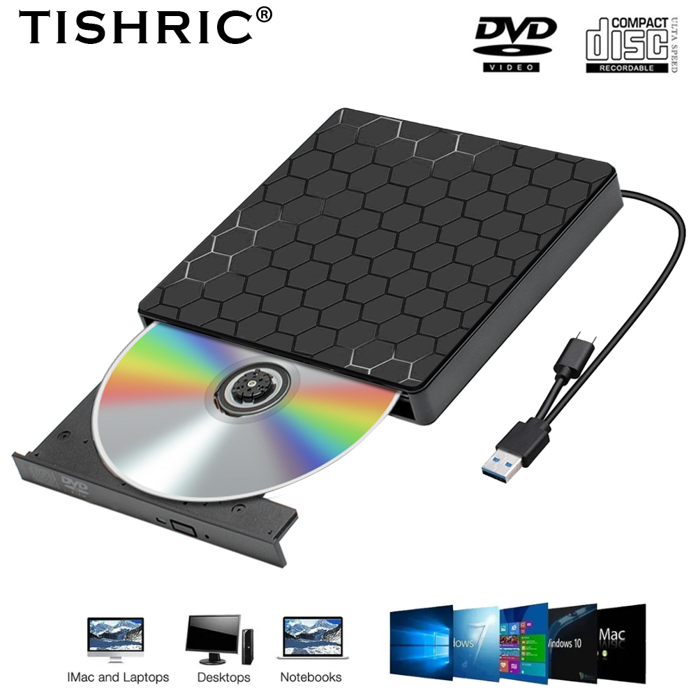 TISHRIC USB 3.0 タイプ C 外部光学ドライブ DVD CD プレーヤー CD DVD RW 光学ドライブリーダー DVD ドライブラップトップ用