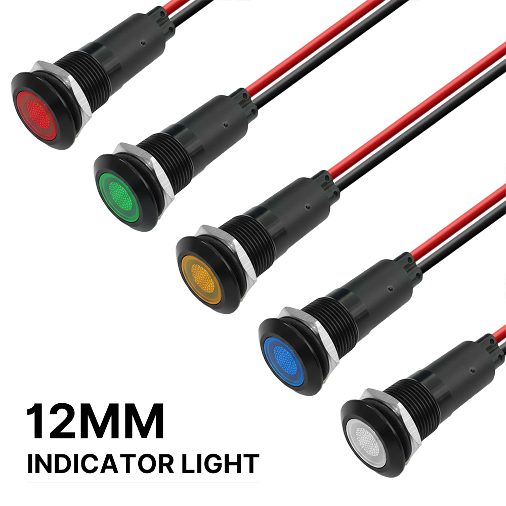 FILN 5/25 個 12 ミリメートル IP67 防水ブラックメタル信号ランプ LED インジケータライト 12 V-24 V ダッシュボード Piolt ライト車マリンボート