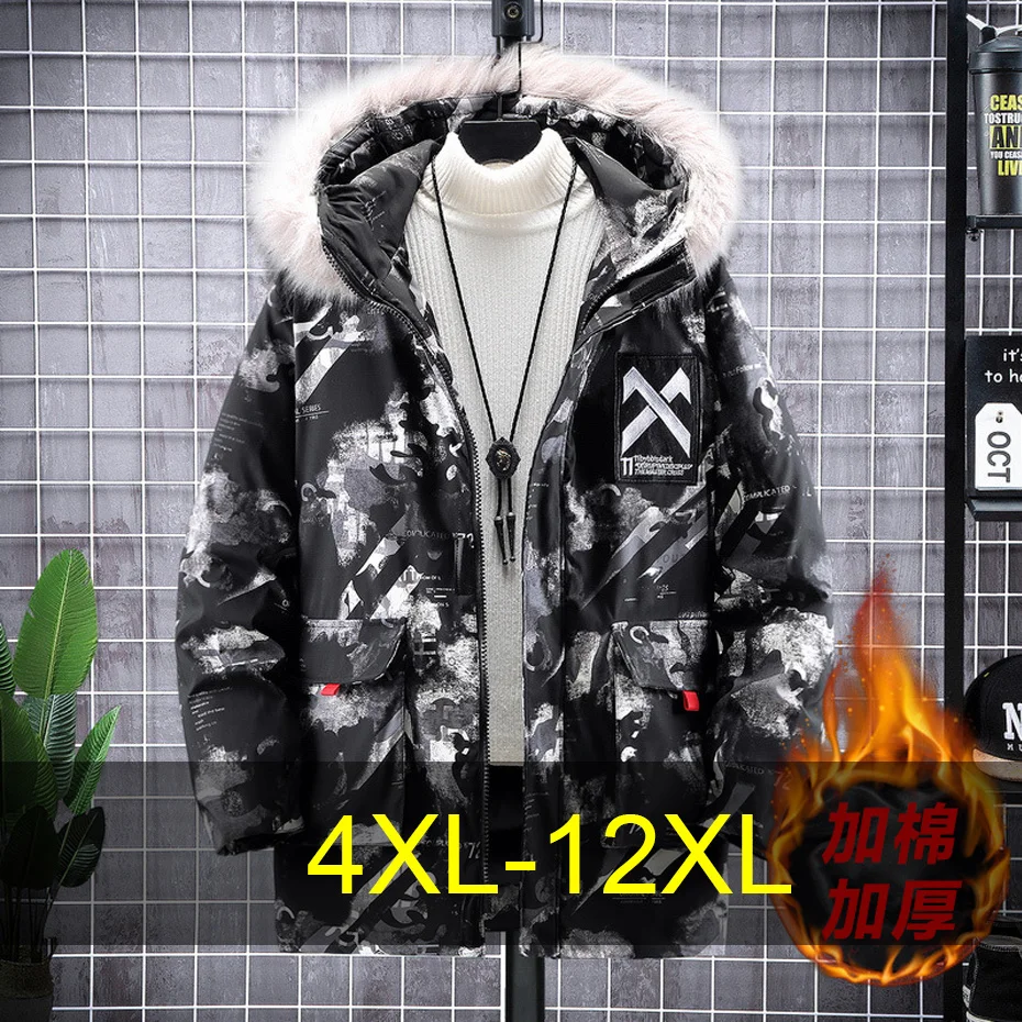 12XL 10XL プラスサイズ迷彩パーカー男性冬厚いジャケット迷彩コートファッションカジュアルカーゴパーカー男性ビッグサイズ 12XL
